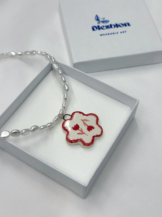Ceramic necklace flowers