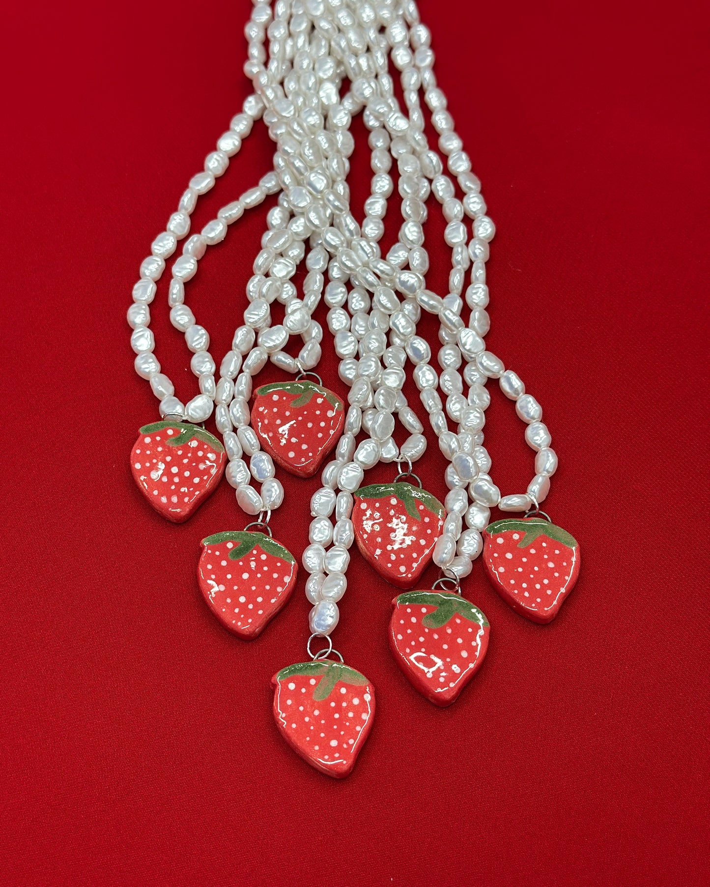 Strawberry ceramic necklace 🍓