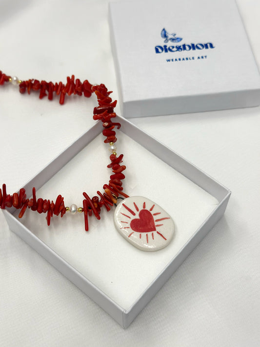 Ceramic necklace heart