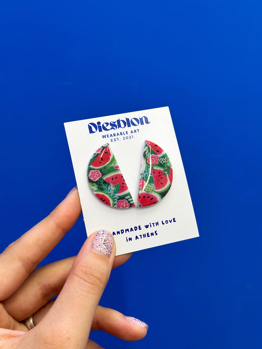 Watermelon moon earrings