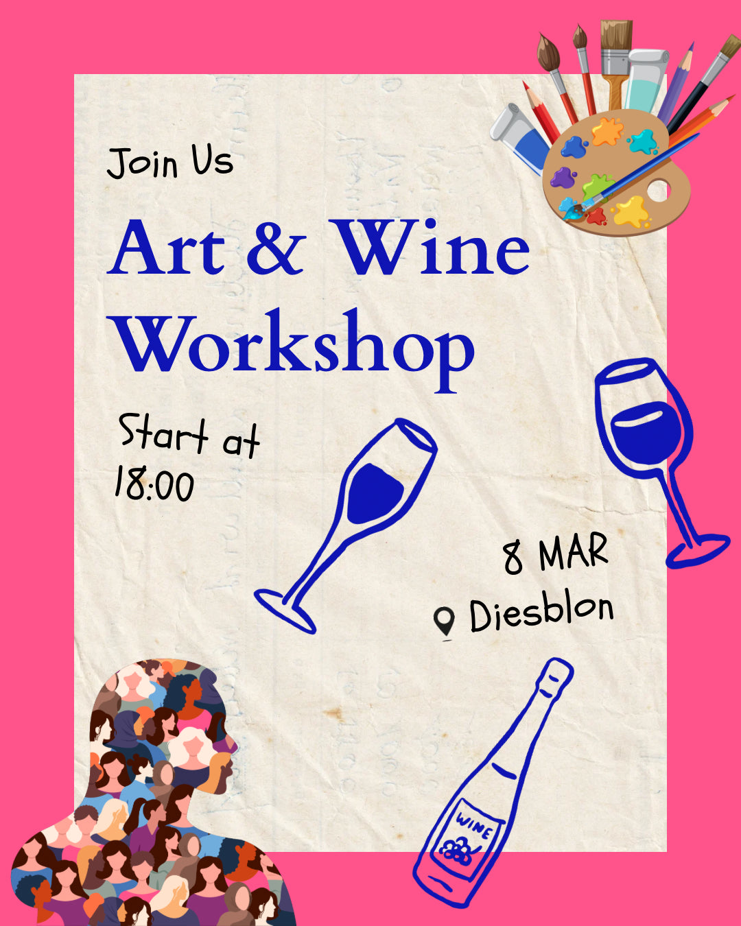 Woman’s Day Art & wine Workshop 🌸🍷🎨
